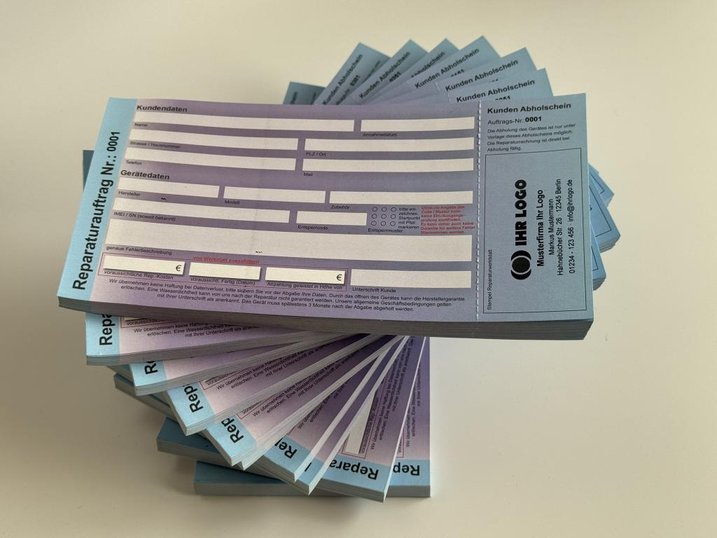 Reparaturblöcke mit individuellem Aufdruck